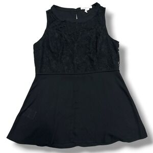 BCBGeneration Black Lace Peplum Top Sleeveless Size M Goth